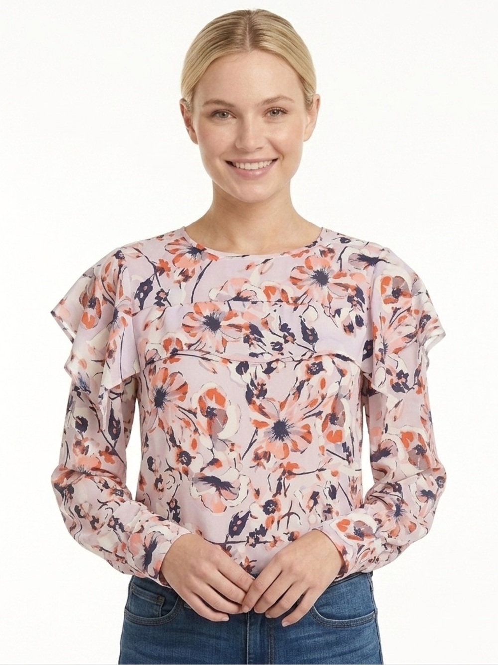 Parker Juliet Floral‎ Blush Pink Blouse Top Large $288